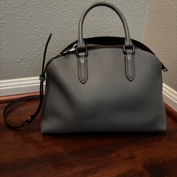 Coach Pebbled Leather Quinn Satchel – Grey Structured Handbag - Picture 12 of 17